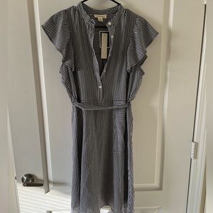 Striped Dress- Blue/White Flare Sleeves